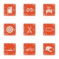 Moto icons set, grunge style Royalty Free Stock Photo