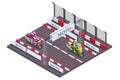 Moto Racing Isometric Composition