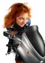 Moto redhead girl