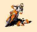 Moto sport vector supermoto icon sticker design Royalty Free Stock Photo