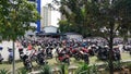 Motobike parking in Asian cities. A huge amount of motorcycles