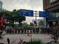 Motobike parking in Asian cities. A huge amount of motorcycles