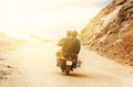 Motobike travelers ride in indian Himalaya roads Royalty Free Stock Photo