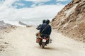 Motobike travelers ride in indian Himalaya roads Royalty Free Stock Photo