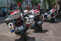 Motobikes of the Chinese police in the streets of Shanghai