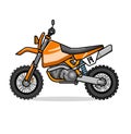 Motocross bike for extreme trips through the mountains, design on a white background.