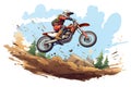 motocross bike jumping off a dirt ramp Royalty Free Stock Photo