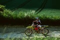 Motocross bike in a race representing concept of speed and power in extreme man sport Royalty Free Stock Photo