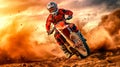 motocross, biker drifting on a dune in the desert, made with Generative AI Royalty Free Stock Photo