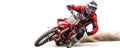 Motocross biker performing a dirt jump Royalty Free Stock Photo