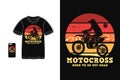 Motocross born to be off road t shirt design silhouette retro vintage style Royalty Free Stock Photo