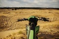 Motocross driver point of view on terrain