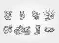 Motocross extreme race icon set Royalty Free Stock Photo
