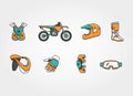 Motocross extreme race icon set Royalty Free Stock Photo