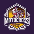 Motocross extreme sport badge label design with illustration Royalty Free Stock Photo