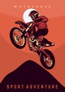 Motocross jump design poster vector illustration vintage retro