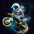 Motocross motorbike rider, dirt bike in space