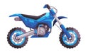 Motocross motorsport illustration of adventure off-road motorcycle bike side view blue color