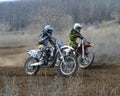 Motocross: passing a bend Royalty Free Stock Photo