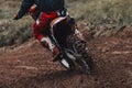 Motocross, pieces of dirt flying off the bike, off-road motorbike races Royalty Free Stock Photo