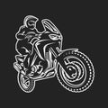 Motocross race enduro extreme motorcycle driver logo monochrome illustration