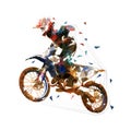 Motocross race, rider on motorbike, isolated low poly vector illustration Royalty Free Stock Photo