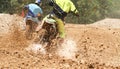 Motocross racer accelerating speed in track Royalty Free Stock Photo