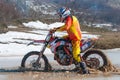 Motocross racer on frozen lake