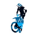 Motocross racing, abstract blue vector silhouette Royalty Free Stock Photo