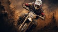 Motocross racing, Dirt track action, High-speed jumps, Dusty adrenaline, Motorbike close-ups, Extreme racing Royalty Free Stock Photo