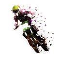 Motocross racing, low polygonal rider, isolated vector illustration Royalty Free Stock Photo