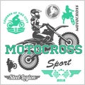 Motocross rider badge logo emblem vector illustration Royalty Free Stock Photo