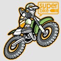 Motocross rider jumping with speech bubble Royalty Free Stock Photo