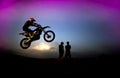 Motocross Rider in Silhouettes Royalty Free Stock Photo