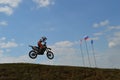 Motocross:the sky, Enduro, landing Royalty Free Stock Photo