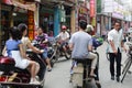 Motocycle crowd go through the street