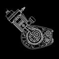 Motocycle engine design isolated in black background. It can be used as an illustration for the high-tech, systems and Royalty Free Stock Photo