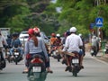 Motocycles on the street in a world cultural heritage HUE city of VIETNAM