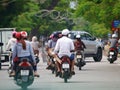 Motocycles on the street in a world cultural heritage HUE city of VIETNAM