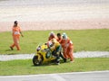 MotoGP 250cc rider accident Royalty Free Stock Photo
