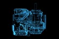 Motor (3D xray blue) Royalty Free Stock Photo
