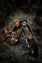 Motor bike against backdrop Royalty Free Stock Photo