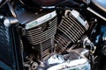 Motor bike detail - Engine block, Metal parts of motorcycle Royalty Free Stock Photo