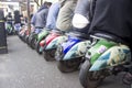 Motor bikes are seats in Camden market London
