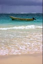 Motor boat boat and coastline in mexico playa del carmen