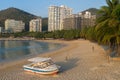 Motor boat on the morning Dadonghai Beach on the tourist island of Hainan