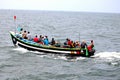 Motor boat at sea while fishing time at men Royalty Free Stock Photo