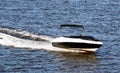 Motor boat, white trail Royalty Free Stock Photo