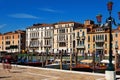 Motor boats parking in Grand Canal in Venice Royalty Free Stock Photo