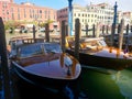 Motor boats in the water parking in Venice. Italy Royalty Free Stock Photo